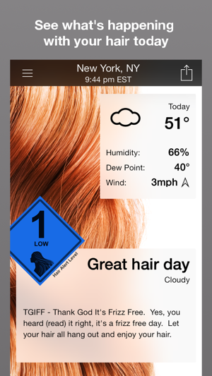Hair Alert+ - your hair weather forecast