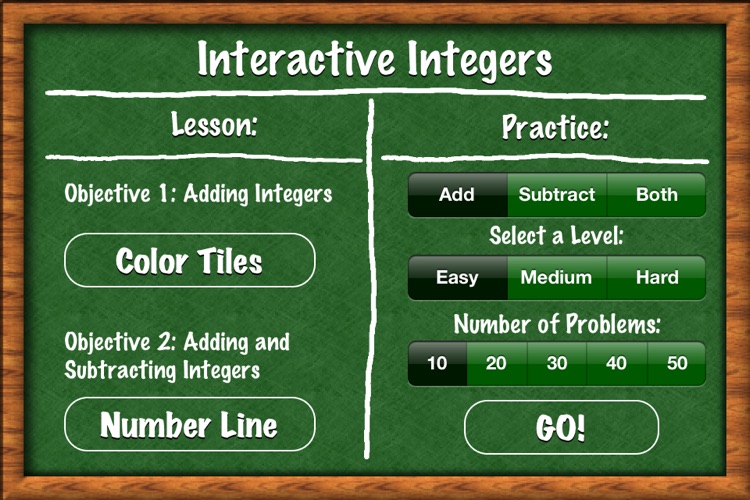 Interactive Integers - Addition and Subtraction