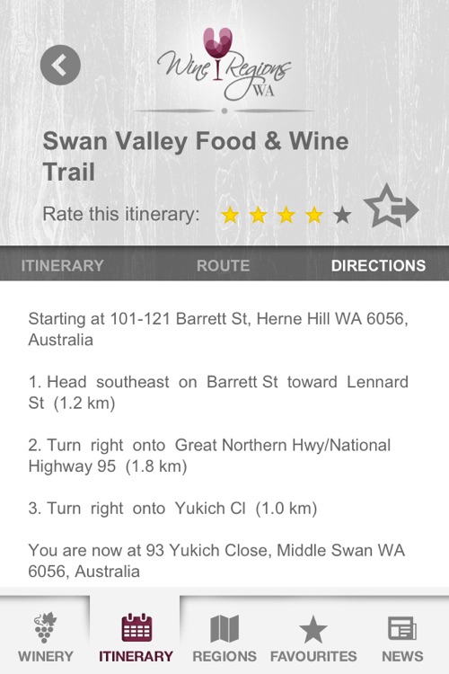 Wine Regions WA