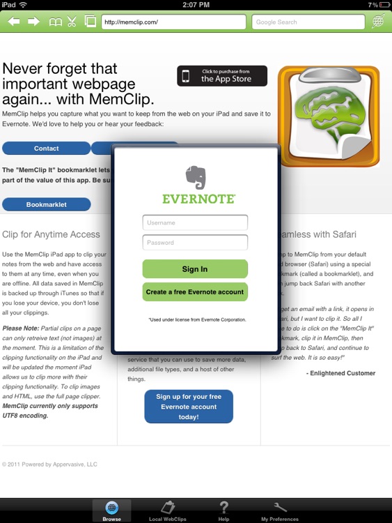 MemClip ~ web clipping to Evernote made easy