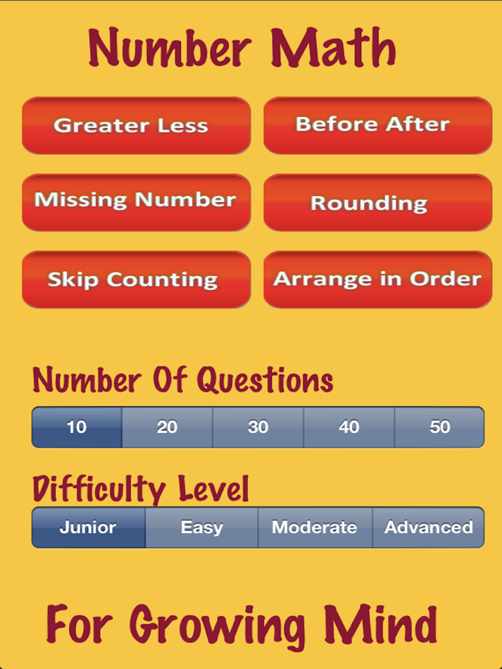 A Number Math App - practice basic elementary number facts for kindergarten, 1st and 2nd grade kids - FREE - 1.3.0 - (iOS)