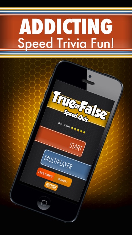 True or False Speed Quiz Free - test your trivia knowledge and reactions against family and friends