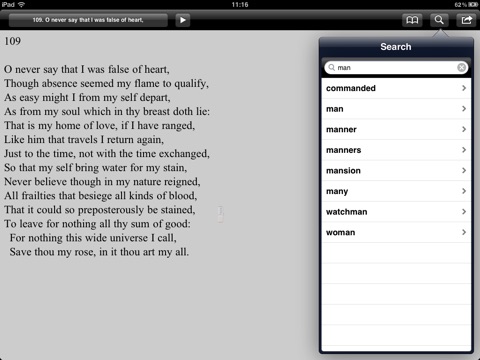 Shakespeare: Sonnets for iPad screenshot 4