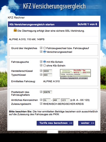 KFZ Versicherungsvergleich - Auto Versicherungen kostenlos vergleichen und sparen! screenshot 2