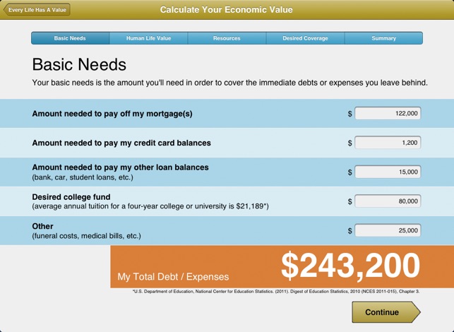 Human Life Value Calculator En Capturas De Pantalla Del Ipad