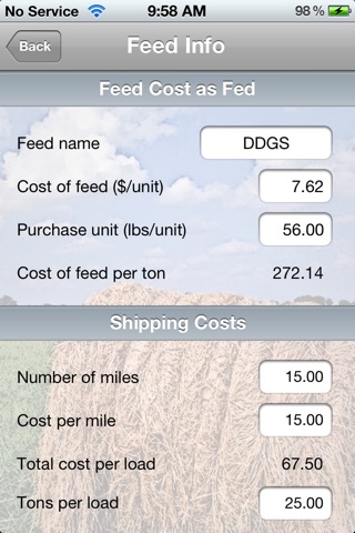Feed Cost Calculator screenshot 2