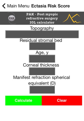 Post myopic refractive surgery IOL Calculator and Calculator of safety parameters for LASIK screenshot 3