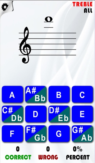 Note and Key Signature Trainer (Treble,Bass,Alto,Tenor) Screenshot