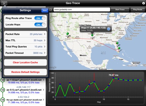 GeoTrace HD - Professional Trace Route, Ping Plotting and IP Location screenshot 4