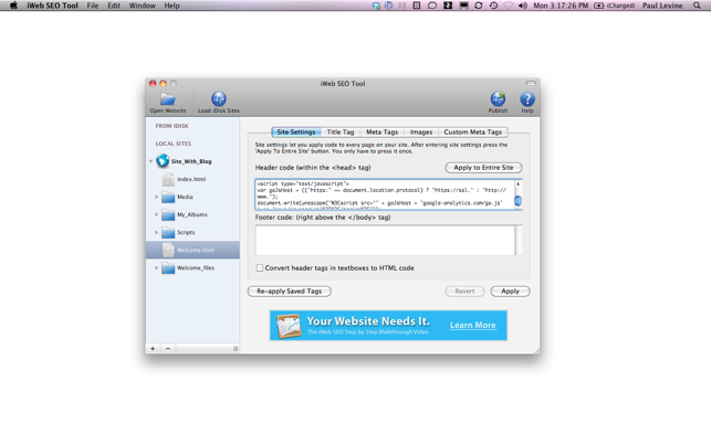 SEO Tool for iWeb