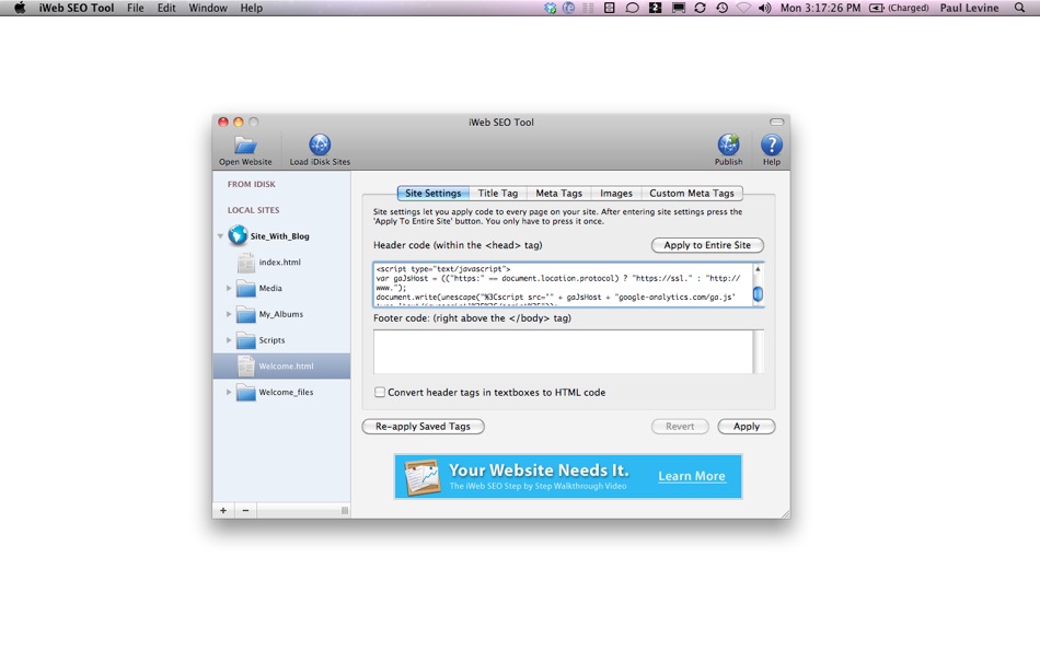 #1. SEO Tool for iWeb for Mac OS X (macOS) 由: Paul Levine