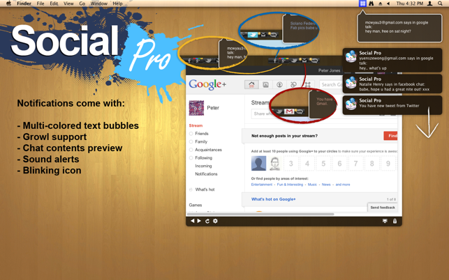 ‎Social Pro for Facebook, Twitter, Gmail & Google+ Screenshot