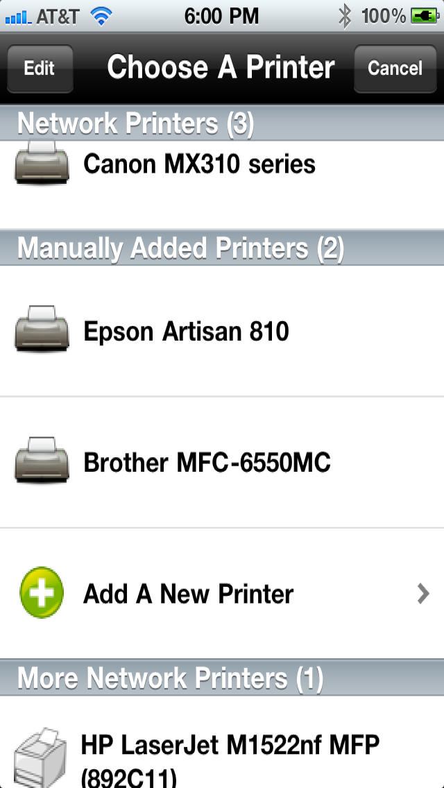 Printing for iPhone Printer Verification Screenshot 1