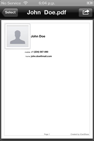 iCardShare - Send Contact Details via SMS and email. Include / Exclude fields and convert to PDF, text or vCard screenshot 3