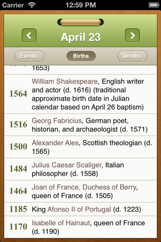 What happened on this day? Historical events and famous birthdays calendar screenshot 2