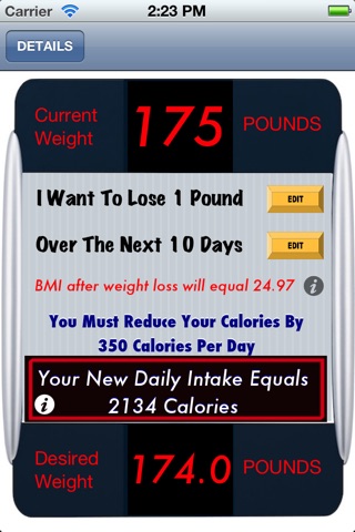 Weight Loss Calorie Calculator screenshot 2