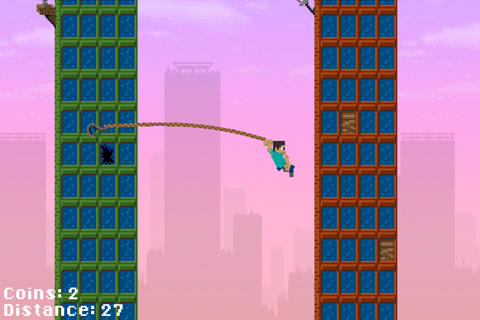 Pixel Hero Rope'N'Fly - Flappy Game screenshot 3