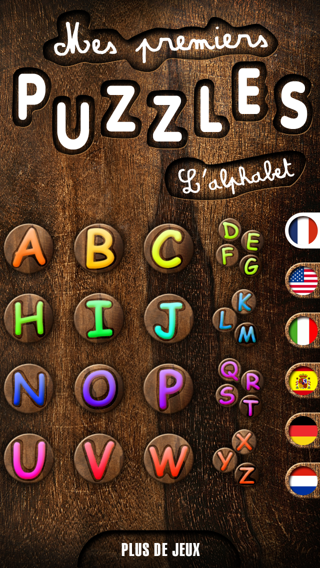 Screenshot #1 pour Mes premiers puzzles : l'alphabet - Jeu Gratuit pour les enfants - Jeu éducatif pour apprendre à vos enfants à reconnaitre les formes des lettres -  1 lettre par puzzle ou 4 lettres en 1 puzzle