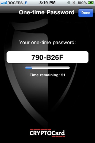 CRYPTOCard MP-1 Authentication Token screenshot 3