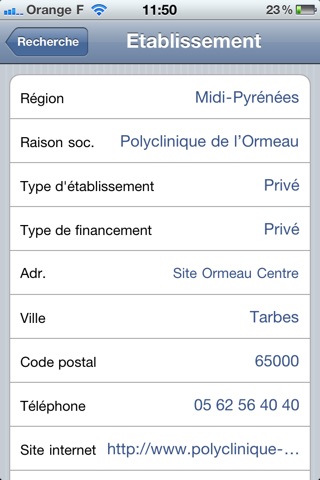 Cancer Etablissements autorisés - cliniques, hôpitaux, radiothérapie screenshot 3