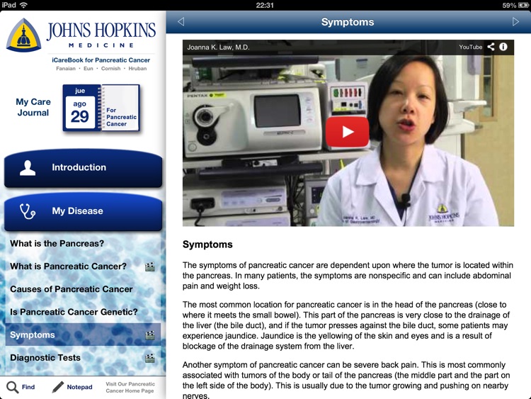 The Johns Hopkins iCarebook for Pancreatic Cancer HD screenshot-3