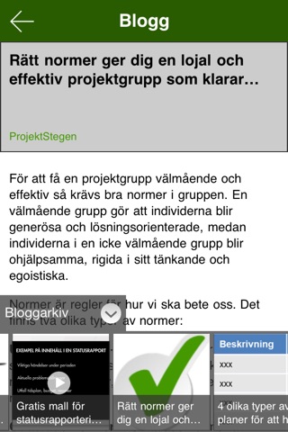 En app om projektledning screenshot 2