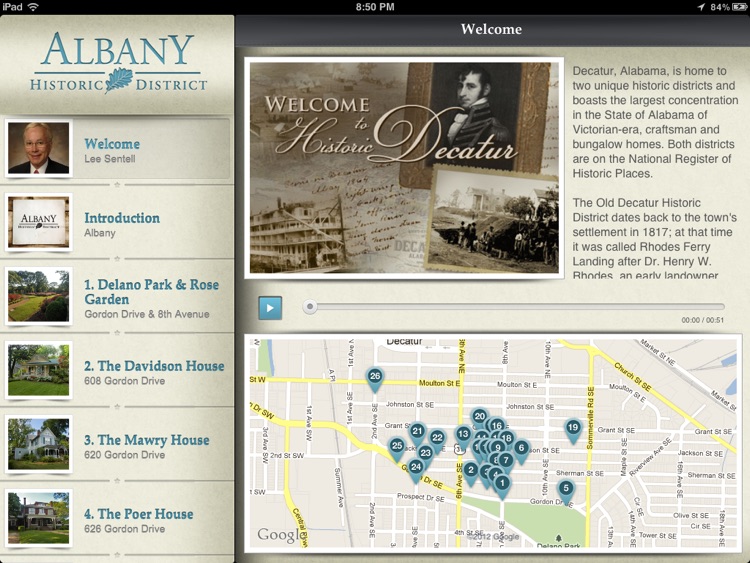 Albany Historic Walking Tour for iPad - City of Decatur, AL