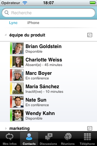 Screenshot #1 pour Microsoft Lync 2010 for iPhone