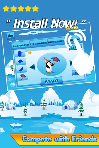 Penguins Jumping Fun : Ice Madness with Colourful Umbrellas & Jetpacks - FREE screenshot 3