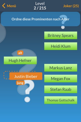 Sortieren Quiz - Quizspiel zum Wissenstraining für Allgemeinwissen und Allgemeinbildung screenshot 2