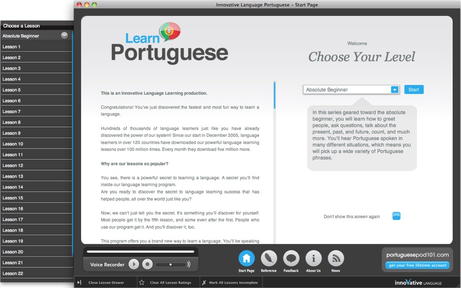 Learn Portuguese - Absolute Beginner (Less. 1-25) for Mac OS X - 2.3 - (macOS)