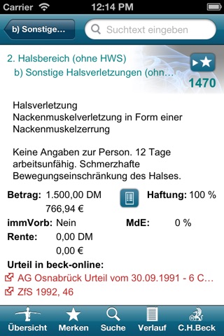 Beck'sche Schmerzensgeld Tabelle IMM-DAT Basis | Urteile Datenbank | Verlag C.H.Beck screenshot 3