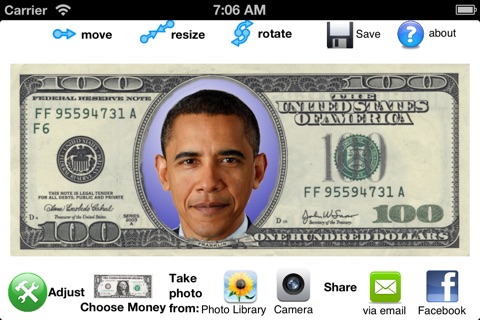 Me on Money - create your own bill - US and Canadian Dollars screenshot 2