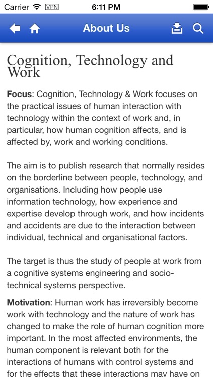 Cognition, Technology and Work