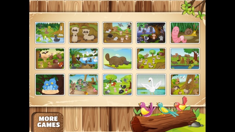 Big Forest Puzzle - free game for toddlers and kids with animals like snakes, bears, frogs ducks, rabbits,  bats, foxes or deers screenshot-4
