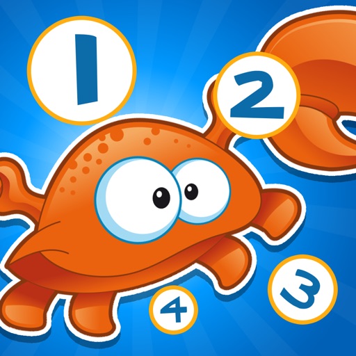 Ocean counting game for children: Learn to count the numbers 1-10 with the fish of the sea icon