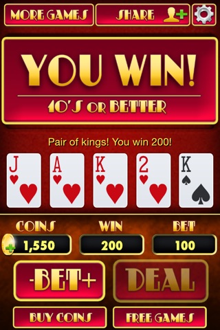 Video Poker Tens or Better - Free Casino Card Game screenshot 2