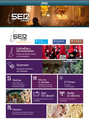 SER+COFRADE (Tablet Version). Semana Santa de Málaga screenshot 2