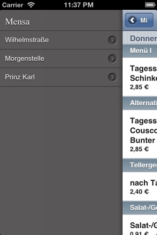 Mensa Tübingen screenshot 2