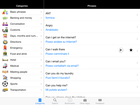 Screenshot #4 pour English to Italian Phrasebook Lite
