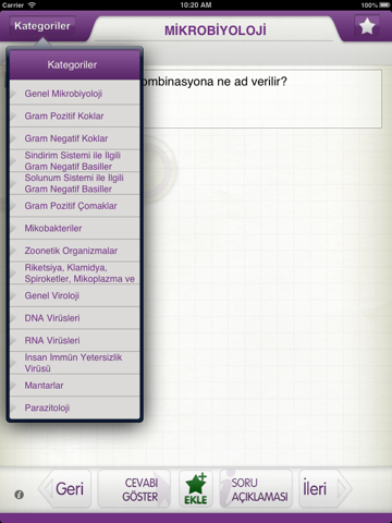 Screenshot #5 pour Tüm TUS Soruları - Mikrobiyoloji Lite