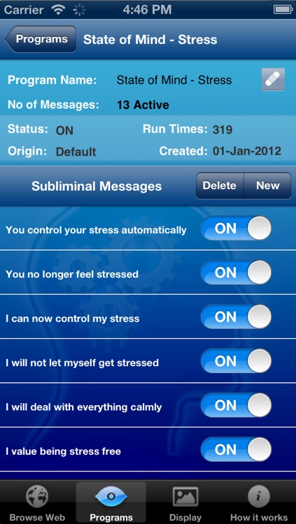 Stress and Anger Control with Subliminal Messages