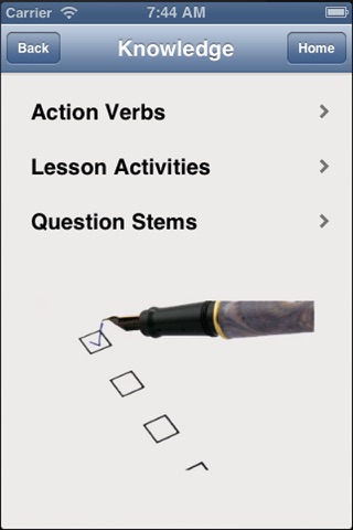 Blooms Taxonomy screenshot 2