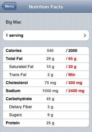 Fast Food Calorie Checker screenshot 3