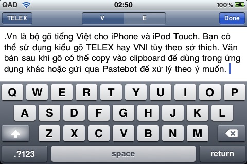 .Vn - Bộ gõ tiếng Việt cho iPhone/iPod Touch/iPad screenshot 3