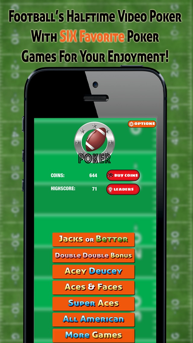 Football's Halftime Video Poker - Six Fun Vegas Style Card Games 1.0 IOS -