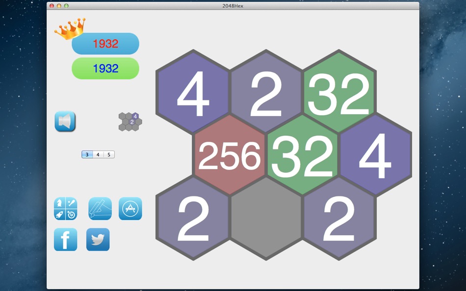 #3. 2048 Hex for Mac OS X (macOS) Podle: Ming-hua Wu