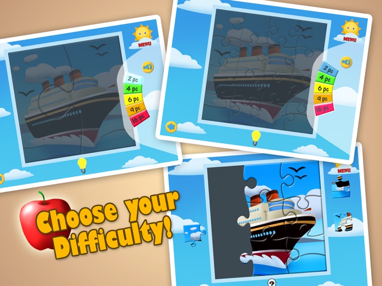 Transport Jigsaw Puzzles 123 Free for iPad - Fun Learning Puzzle Game for Kids