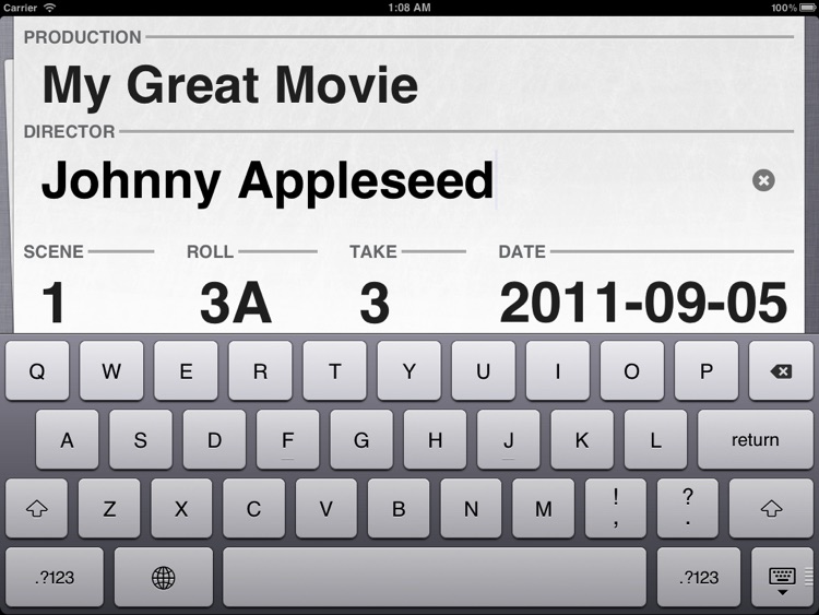 Take One - Movie Clapperboard for iPad