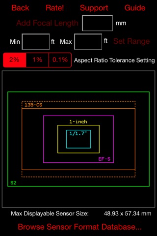 Angle of View - AoV FoV Crop Factor Photography Calculator & Sensor Diagram Maker screenshot 2